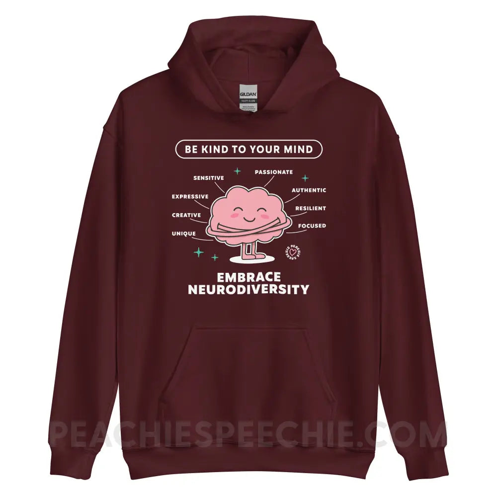 Embrace Neurodiversity Brain Classic Hoodie - Maroon / S - peachiespeechie.com