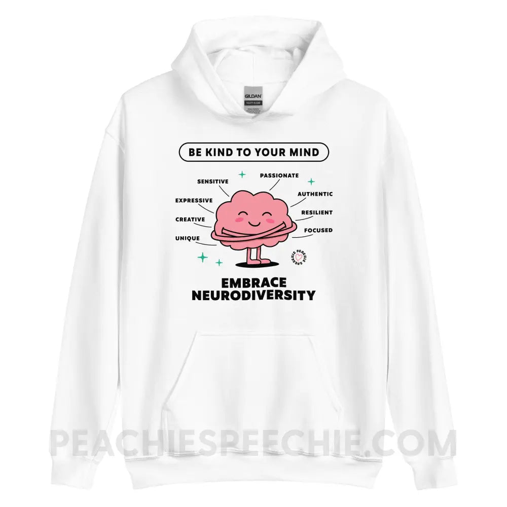 Embrace Neurodiversity Brain Classic Hoodie - White / S - peachiespeechie.com