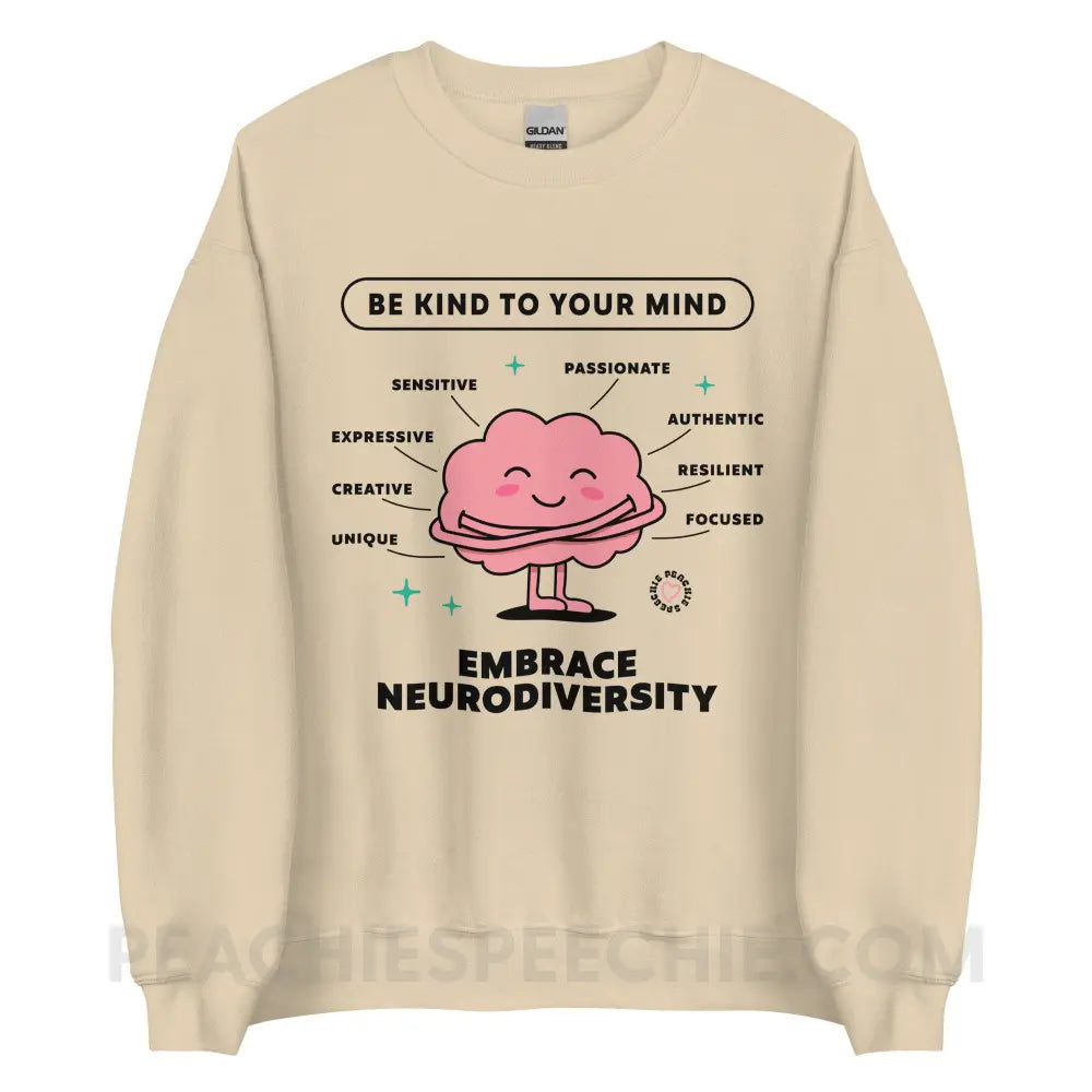Embrace Neurodiversity Brain Classic Sweatshirt - Sand / S - peachiespeechie.com