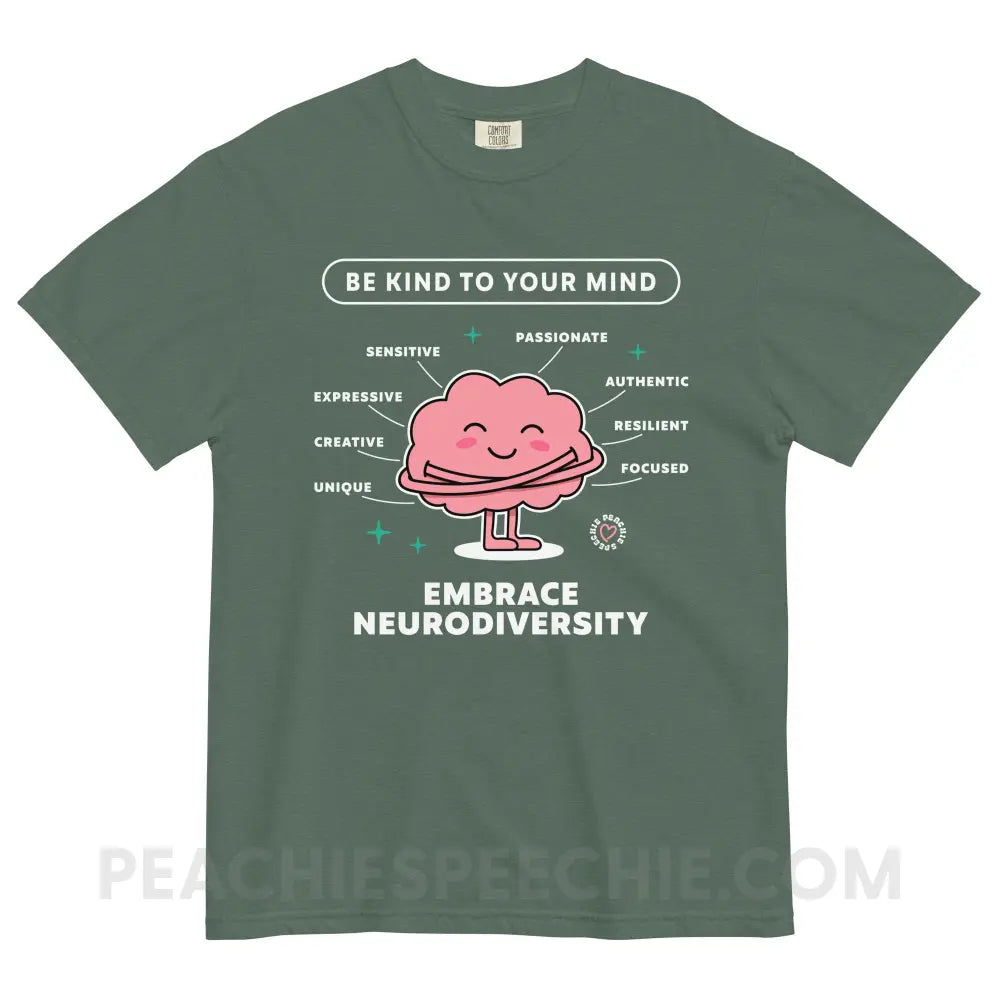 Embrace Neurodiversity Brain Comfort Colors Tee - Blue Spruce / S - peachiespeechie.com