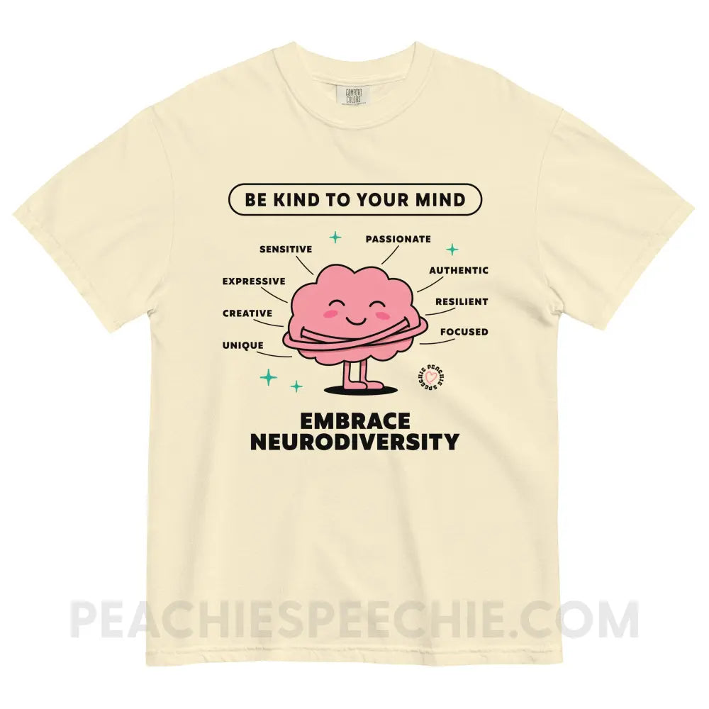 Embrace Neurodiversity Brain Comfort Colors Tee - Ivory / S - peachiespeechie.com