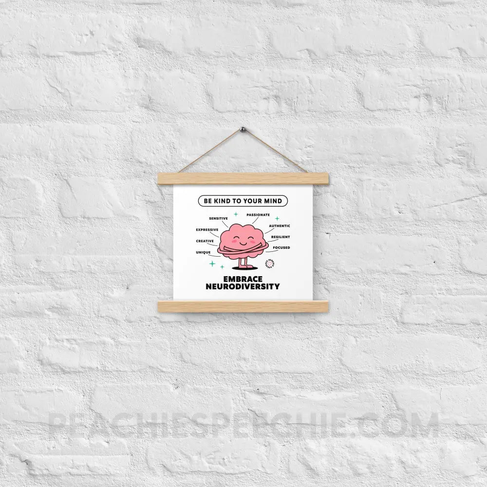 Embrace Neurodiversity Brain Wooden Hanger Poster - Oak / 10″×10″ - peachiespeechie.com