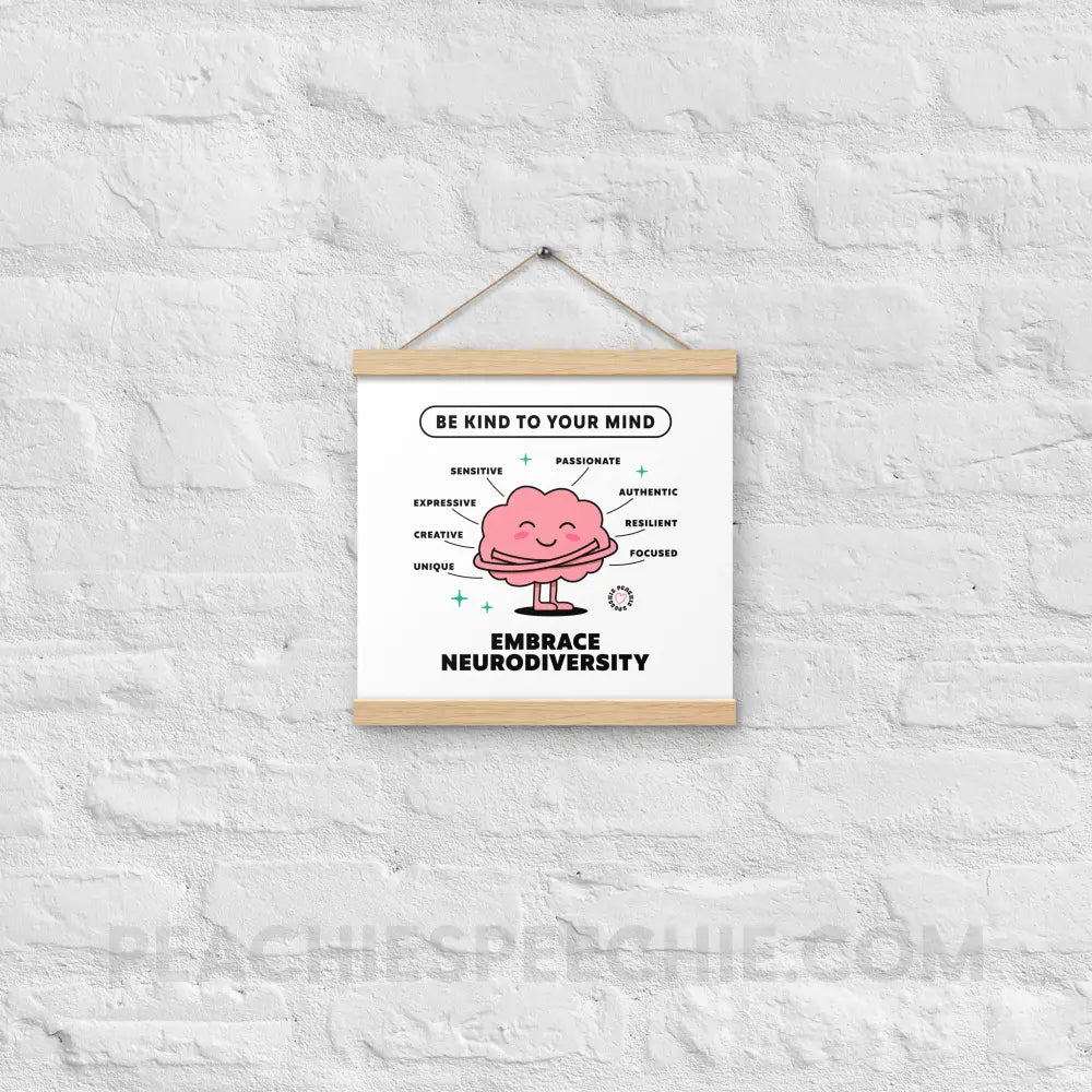 Embrace Neurodiversity Brain Wooden Hanger Poster - Oak / 12″×12″ - peachiespeechie.com