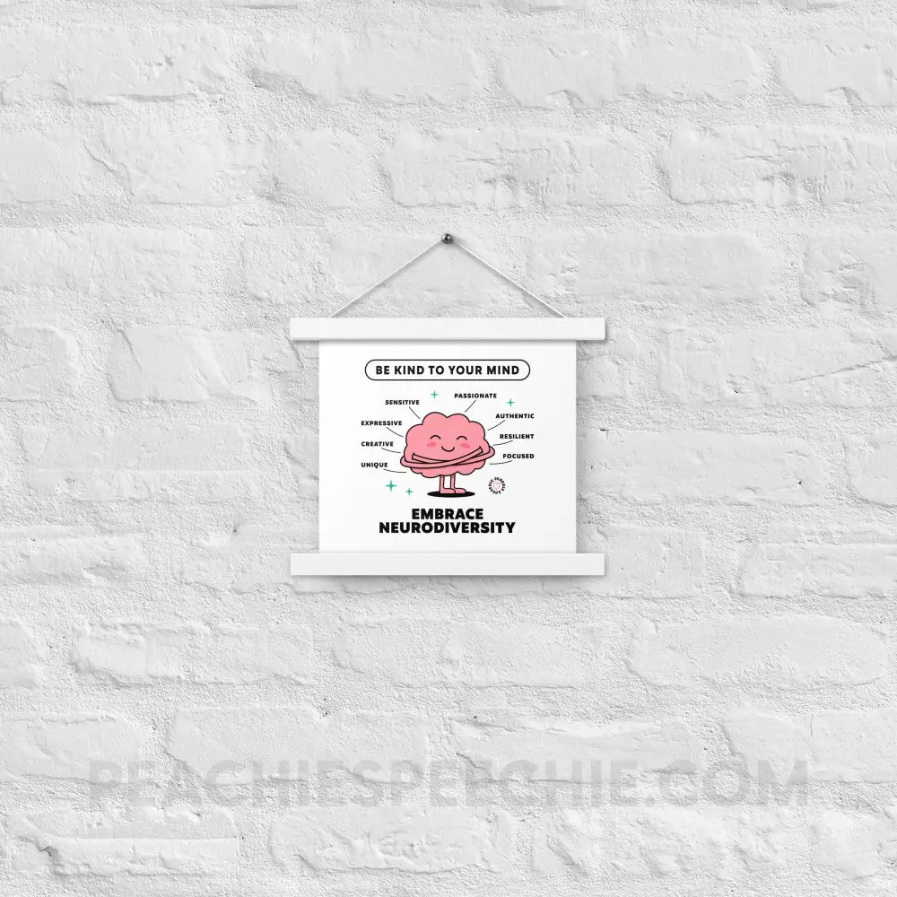 Embrace Neurodiversity Brain Wooden Hanger Poster - White / 10″×10″ - peachiespeechie.com
