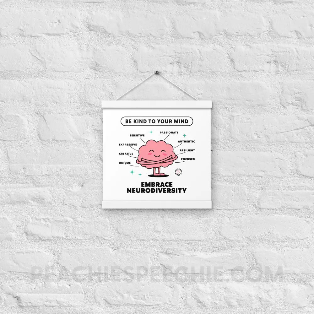 Embrace Neurodiversity Brain Wooden Hanger Poster - White / 12″×12″ - peachiespeechie.com