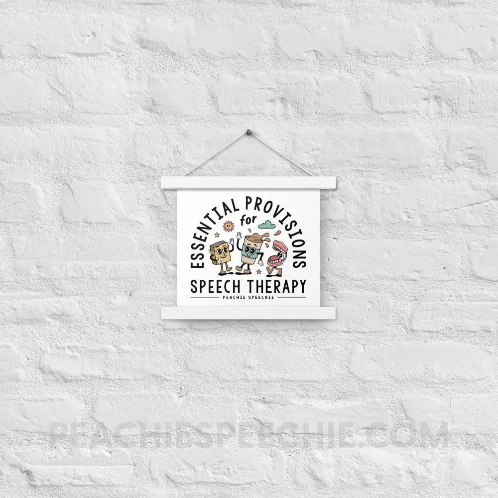 Essential Provisions for Speech Therapy Wooden Hanger Poster - White / 10″×10″ - peachiespeechie.com