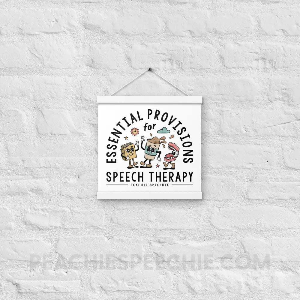 Essential Provisions for Speech Therapy Wooden Hanger Poster - White / 12″×12″ - peachiespeechie.com