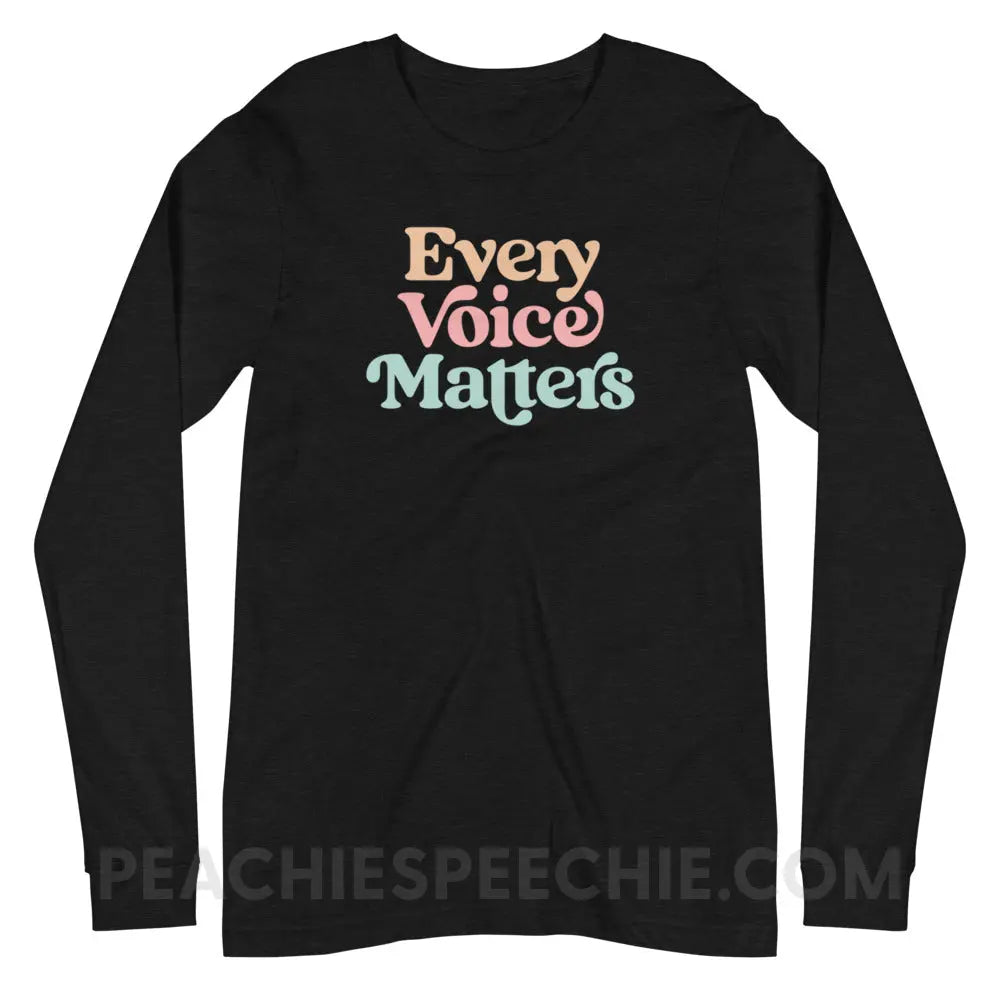 Every Voice Matters Premium Long Sleeve - Black Heather / XS - peachiespeechie.com