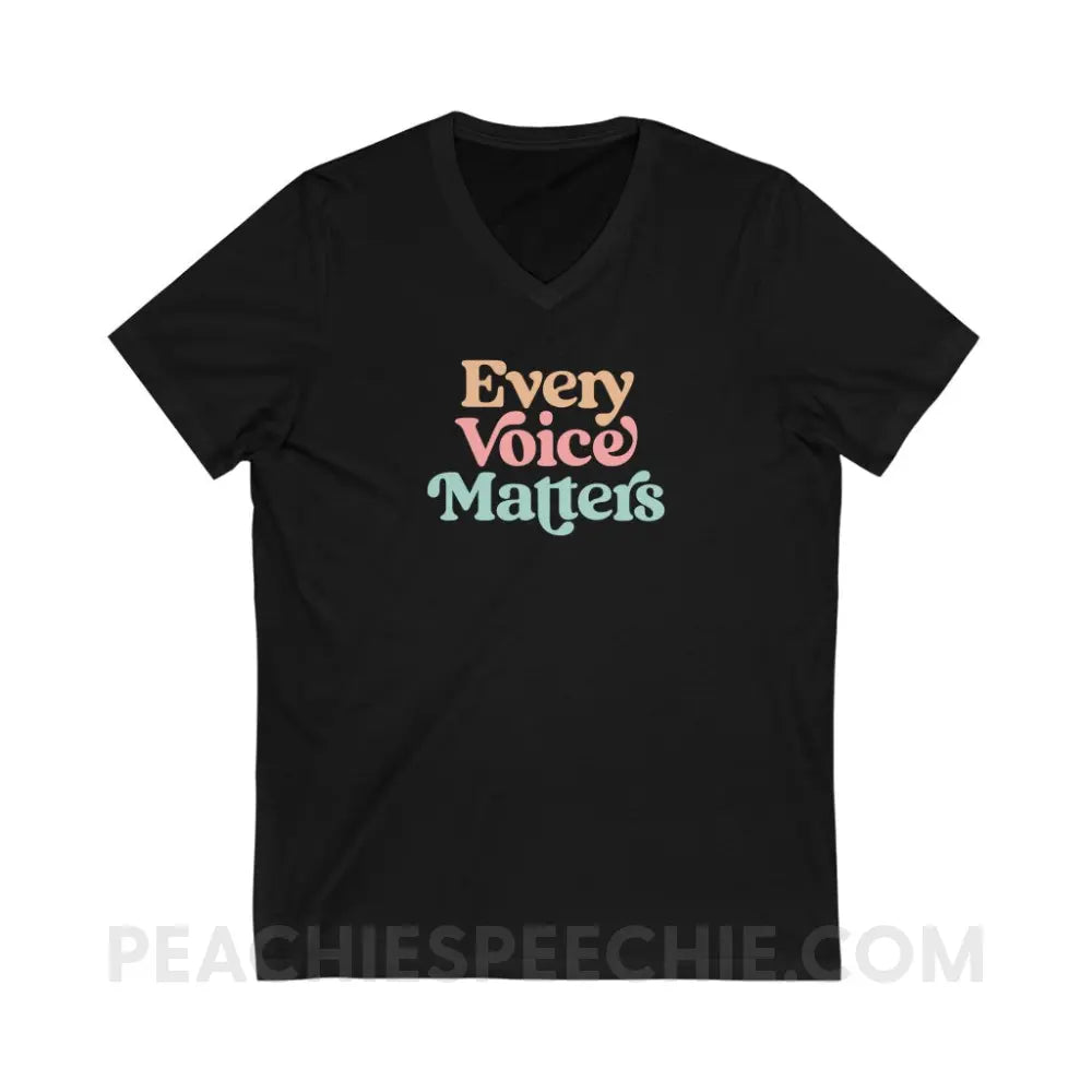 Every Voice Matters Soft V-Neck - Black / S - V-neck peachiespeechie.com