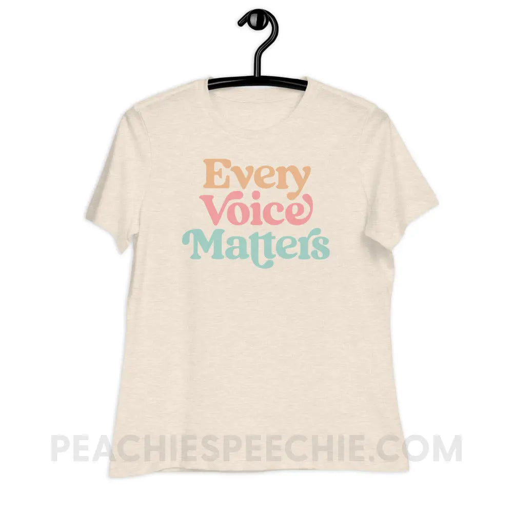 Every Voice Matters Women’s Relaxed Tee - Heather Prism Natural / S - peachiespeechie.com