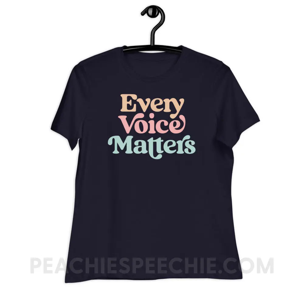 Every Voice Matters Women’s Relaxed Tee - Navy / S - peachiespeechie.com
