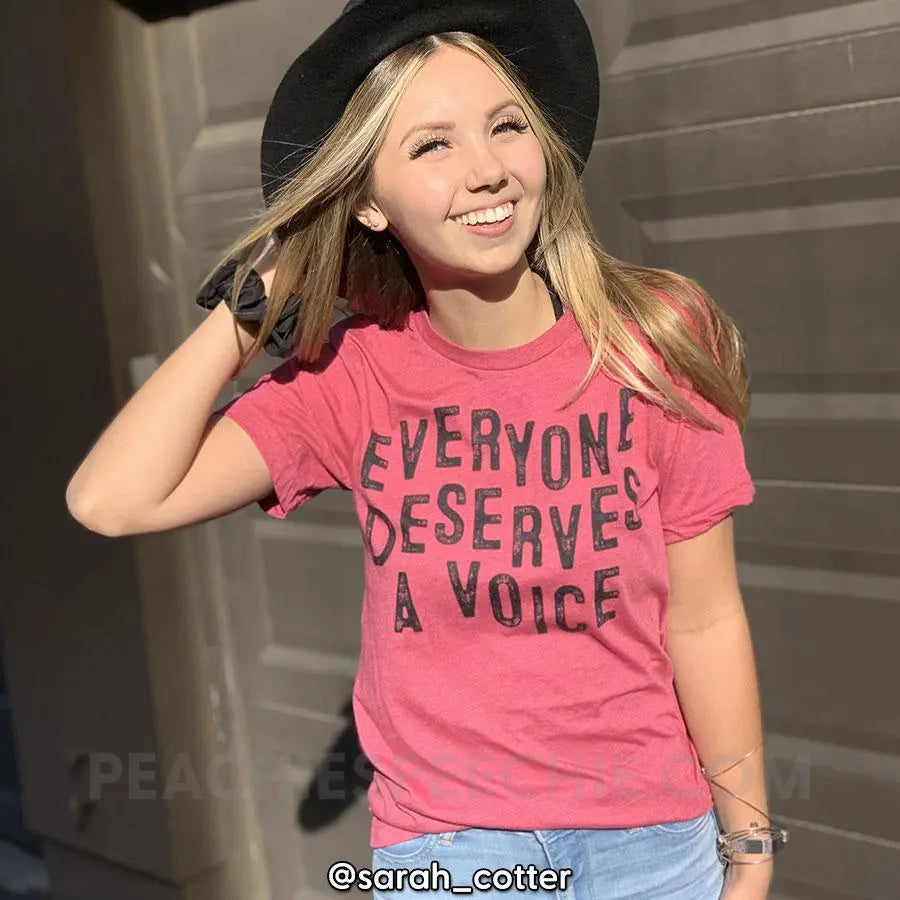 Everyone Deserves A Voice Premium Soft Tee - Heather Raspberry / S - T-Shirts & Tops peachiespeechie.com