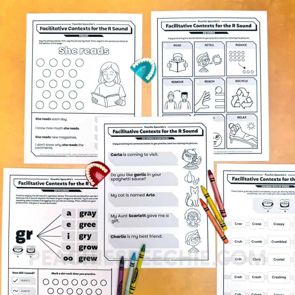 Facilitative Contexts for the R Sound - Materials peachiespeechie.com