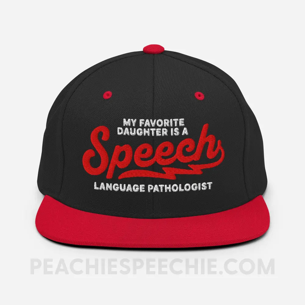 My Favorite Daughter Is An SLP Premium Ball Cap - Black/ Red - peachiespeechie.com