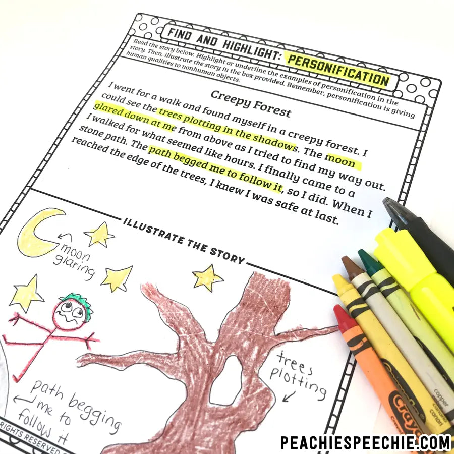 I Can Use Figurative Language: Activity Workbook - Materials peachiespeechie.com