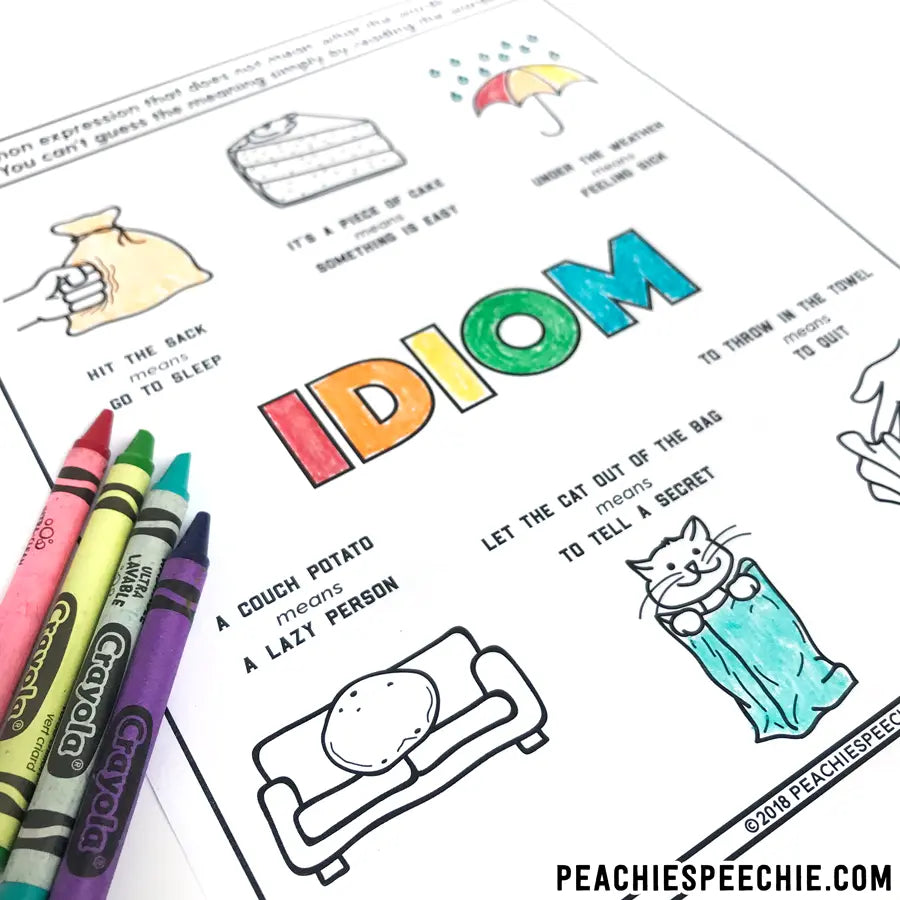 I Can Use Figurative Language: Activity Workbook - Materials peachiespeechie.com