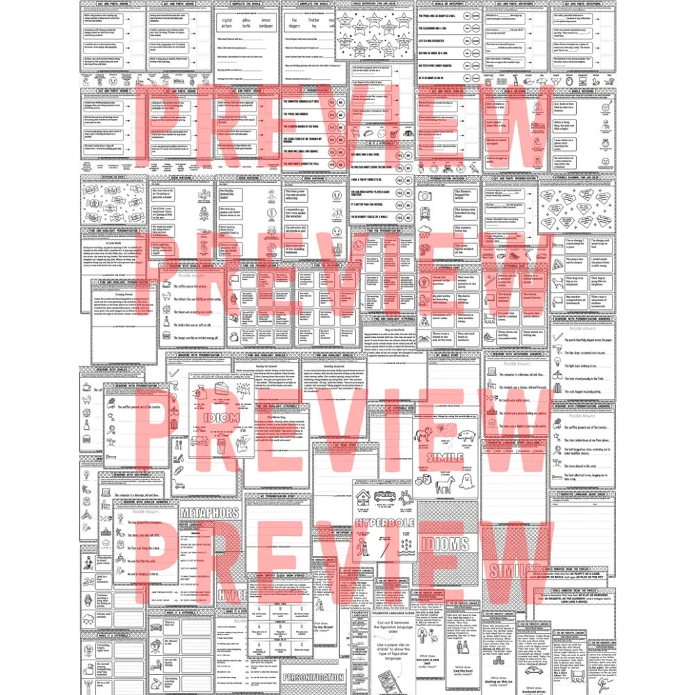 I Can Use Figurative Language: Activity Workbook - Materials peachiespeechie.com