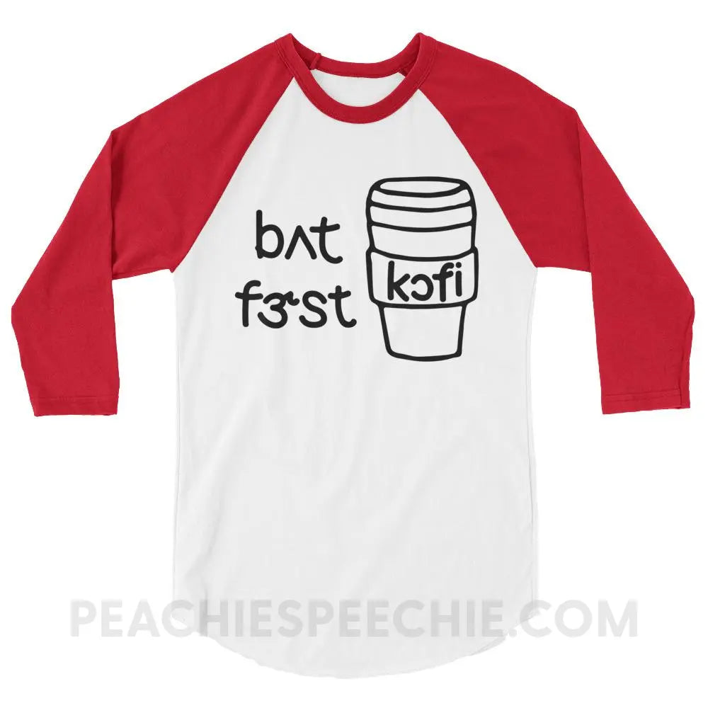 But First Coffee IPA Baseball Tee - White/Red / XS - T-Shirts & Tops peachiespeechie.com