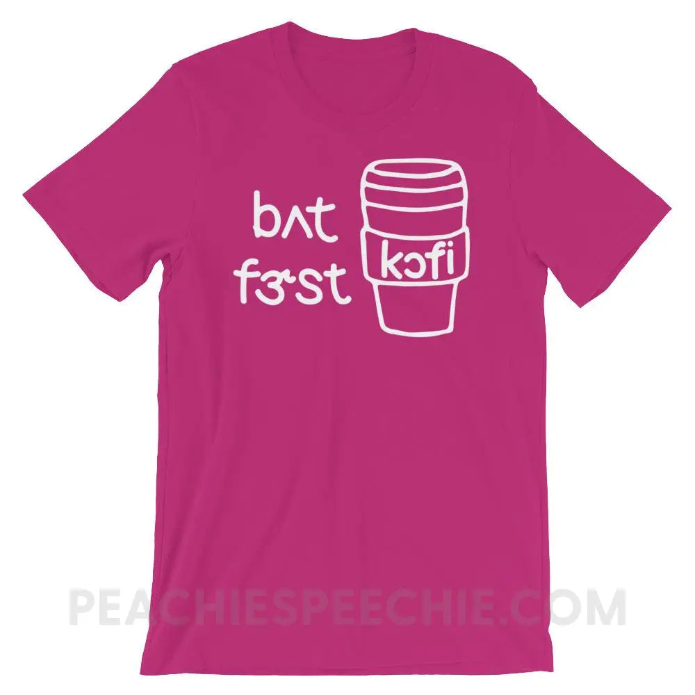 But First Coffee IPA Premium Soft Tee - Berry / S - T-Shirts & Tops peachiespeechie.com