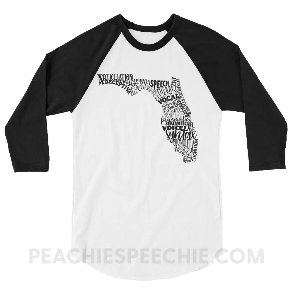 Florida SLP Baseball Tee - White/Black / XS - T-Shirts & Tops peachiespeechie.com