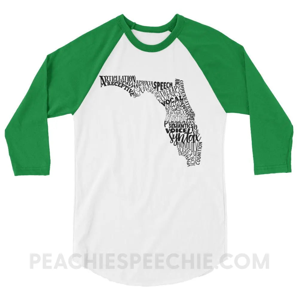 Florida SLP Baseball Tee - White/Kelly / XS - T-Shirts & Tops peachiespeechie.com