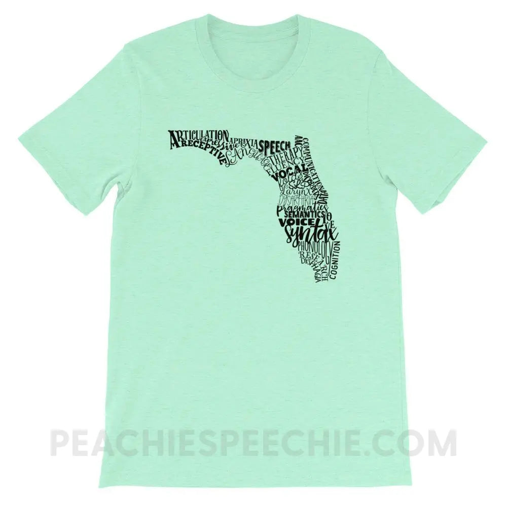 Florida SLP Premium Soft Tee - Heather Mint / S - T-Shirts & Tops peachiespeechie.com
