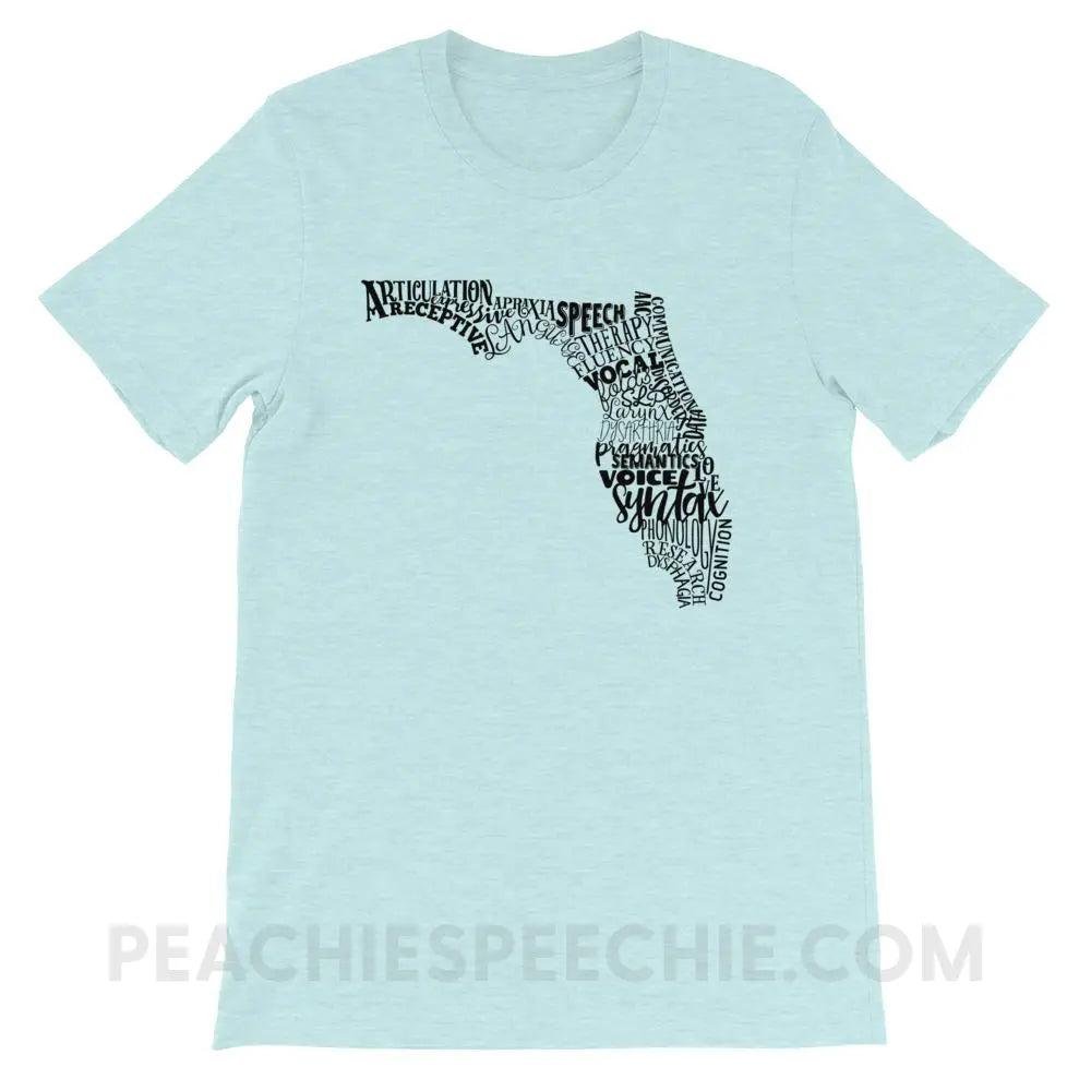 Florida SLP Premium Soft Tee - Heather Prism Ice Blue / XS - T-Shirts & Tops peachiespeechie.com