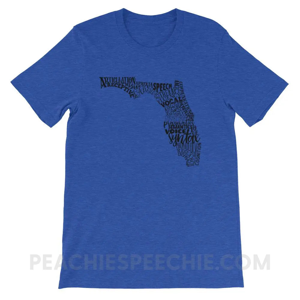 Florida SLP Premium Soft Tee - Heather True Royal / S - T-Shirts & Tops peachiespeechie.com