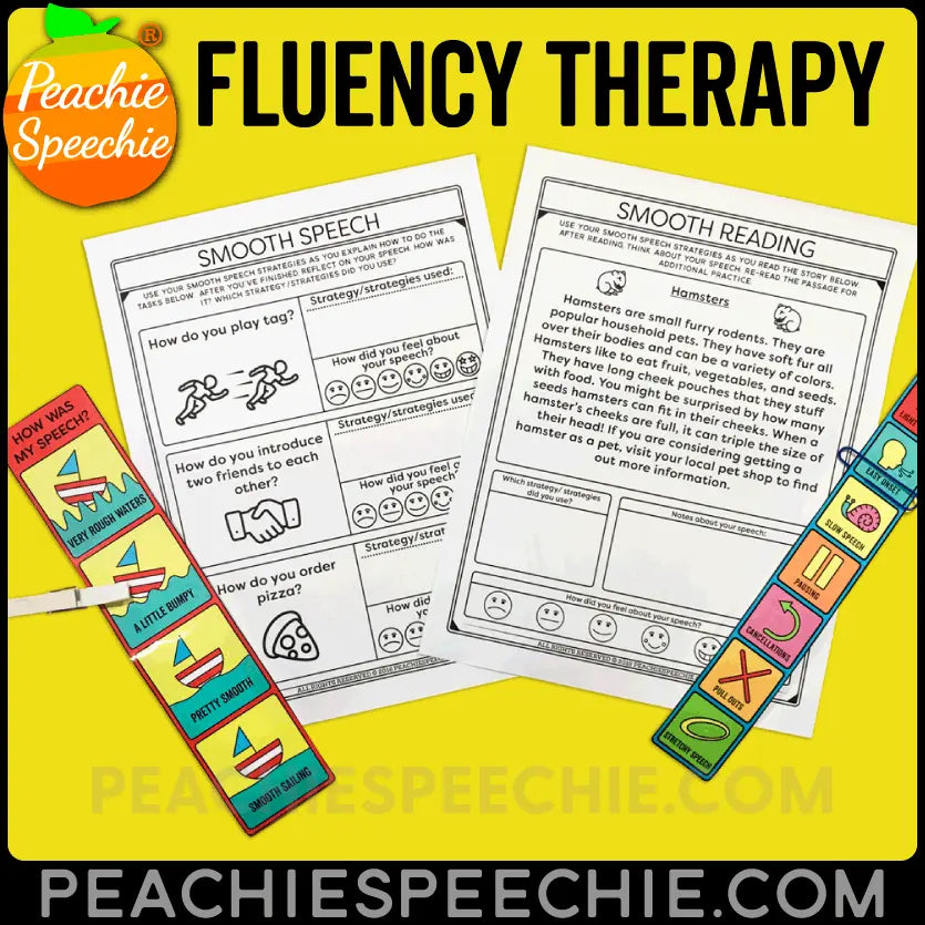 Fluency Therapy Activities BUNDLE (Stuttering Therapy) - Materials peachiespeechie.com