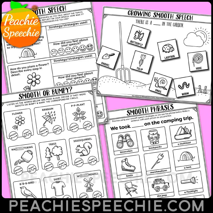 Fluency Therapy Activities BUNDLE (Stuttering Therapy) - Materials peachiespeechie.com