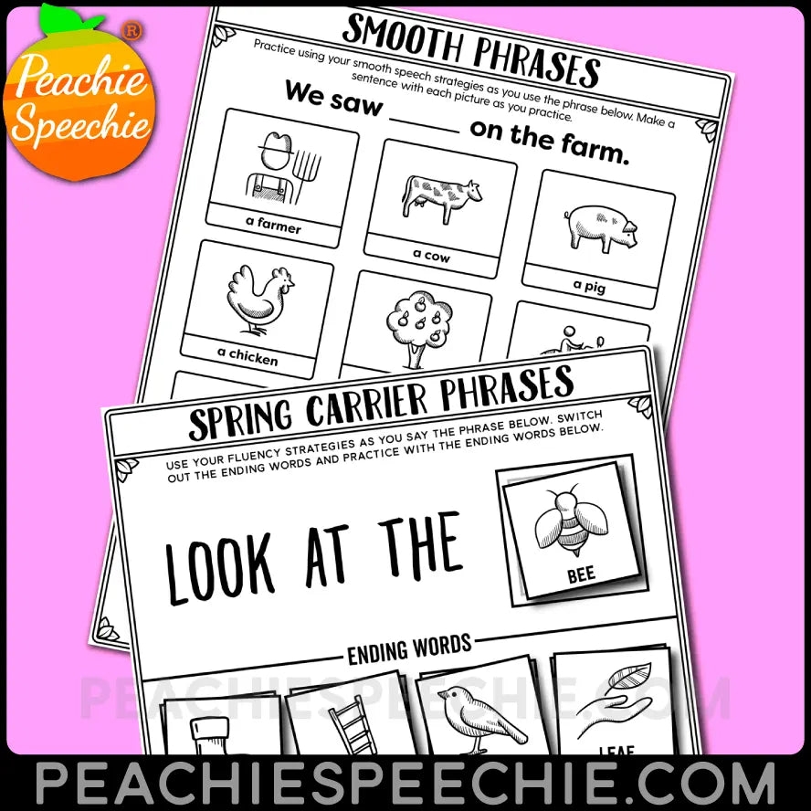 Fluency Therapy Activities BUNDLE (Stuttering Therapy) - Materials peachiespeechie.com