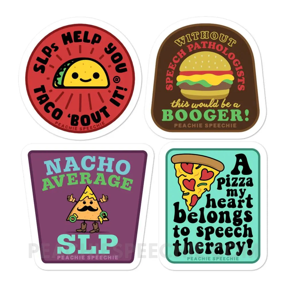 Food Pun Speech Stickers - peachiespeechie.com