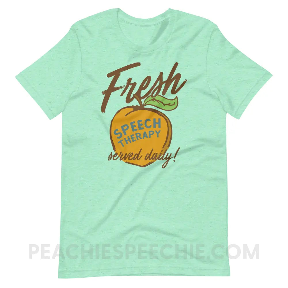 Fresh Speech Served Daily Premium Soft Tee - Heather Mint / S - T-Shirts & Tops peachiespeechie.com