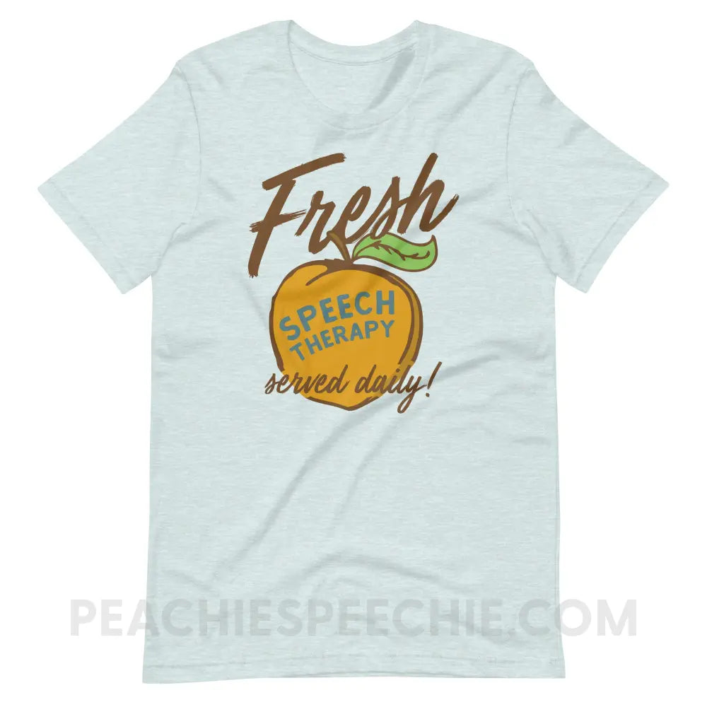Fresh Speech Served Daily Premium Soft Tee - Heather Prism Ice Blue / XS - T-Shirts & Tops peachiespeechie.com