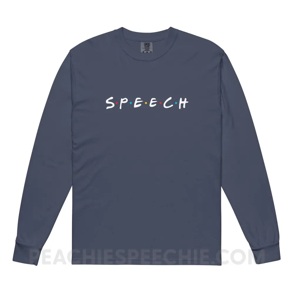 Friends Speech Comfort Colors Long Sleeve - Navy / S - peachiespeechie.com