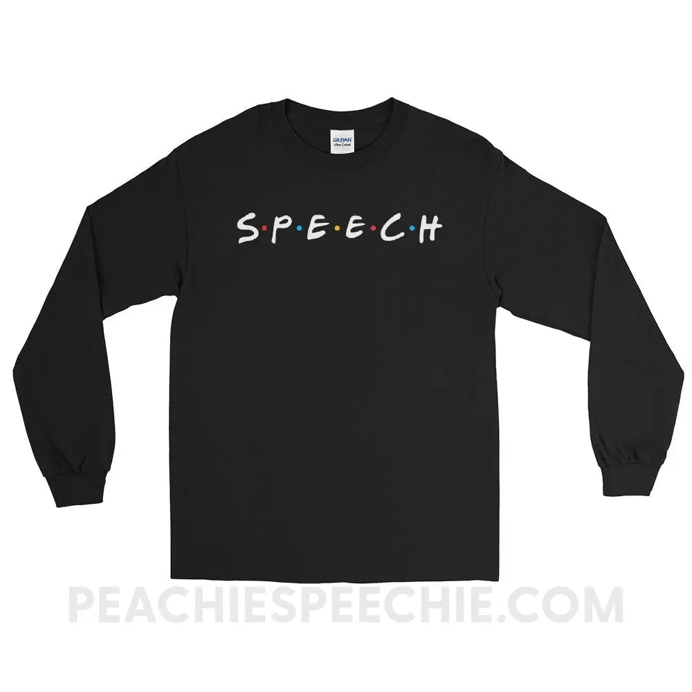 Friends Speech Long Sleeve Tee - Black / S - T-Shirts & Tops peachiespeechie.com