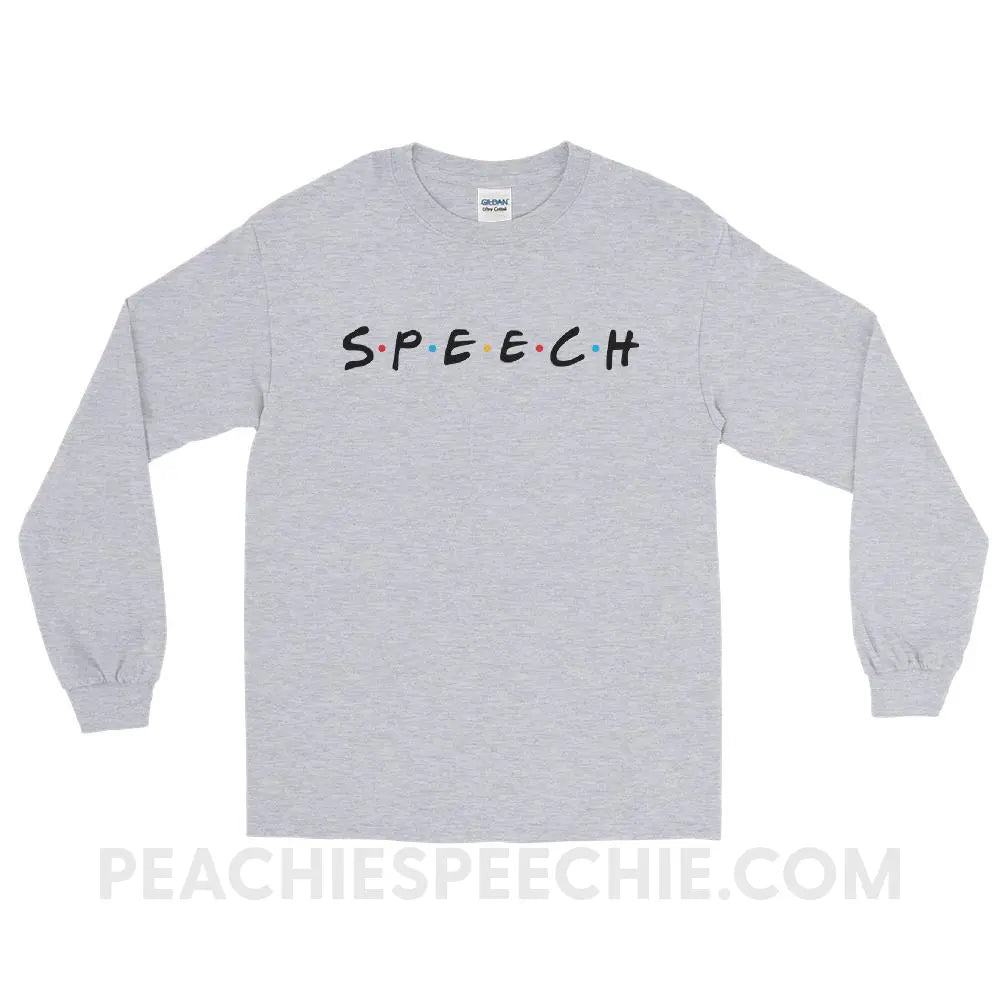 Friends Speech Long Sleeve Tee - Sport Grey / S - T-Shirts & Tops peachiespeechie.com