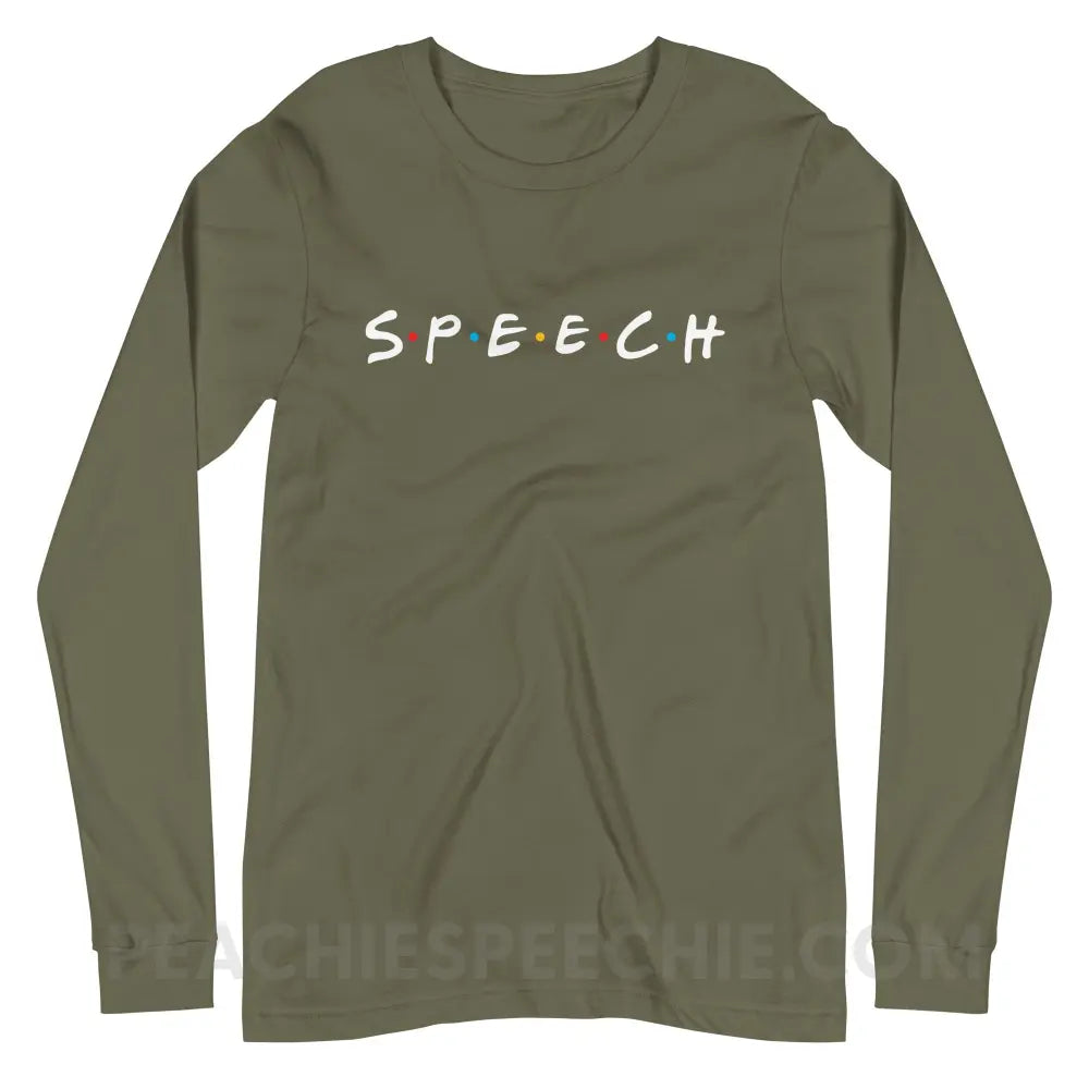 Friends Speech Premium Long Sleeve - Military Green / XS - peachiespeechie.com