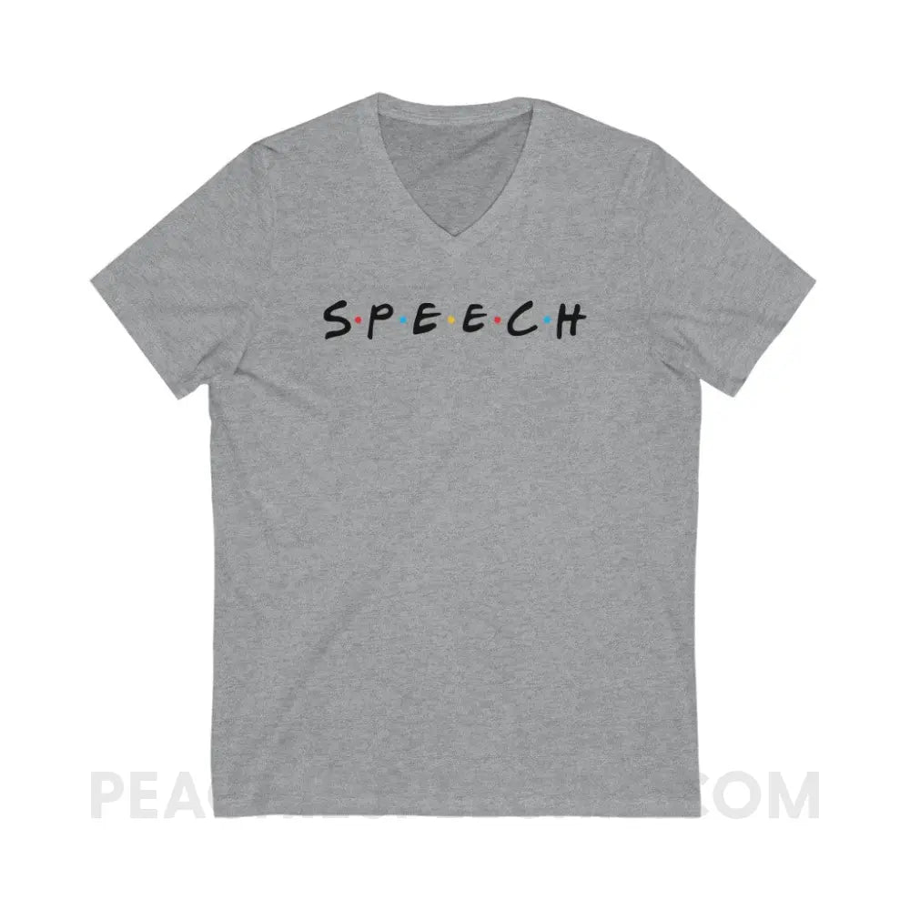 Friends Speech Soft V-Neck - Athletic Heather / S - V-neck peachiespeechie.com
