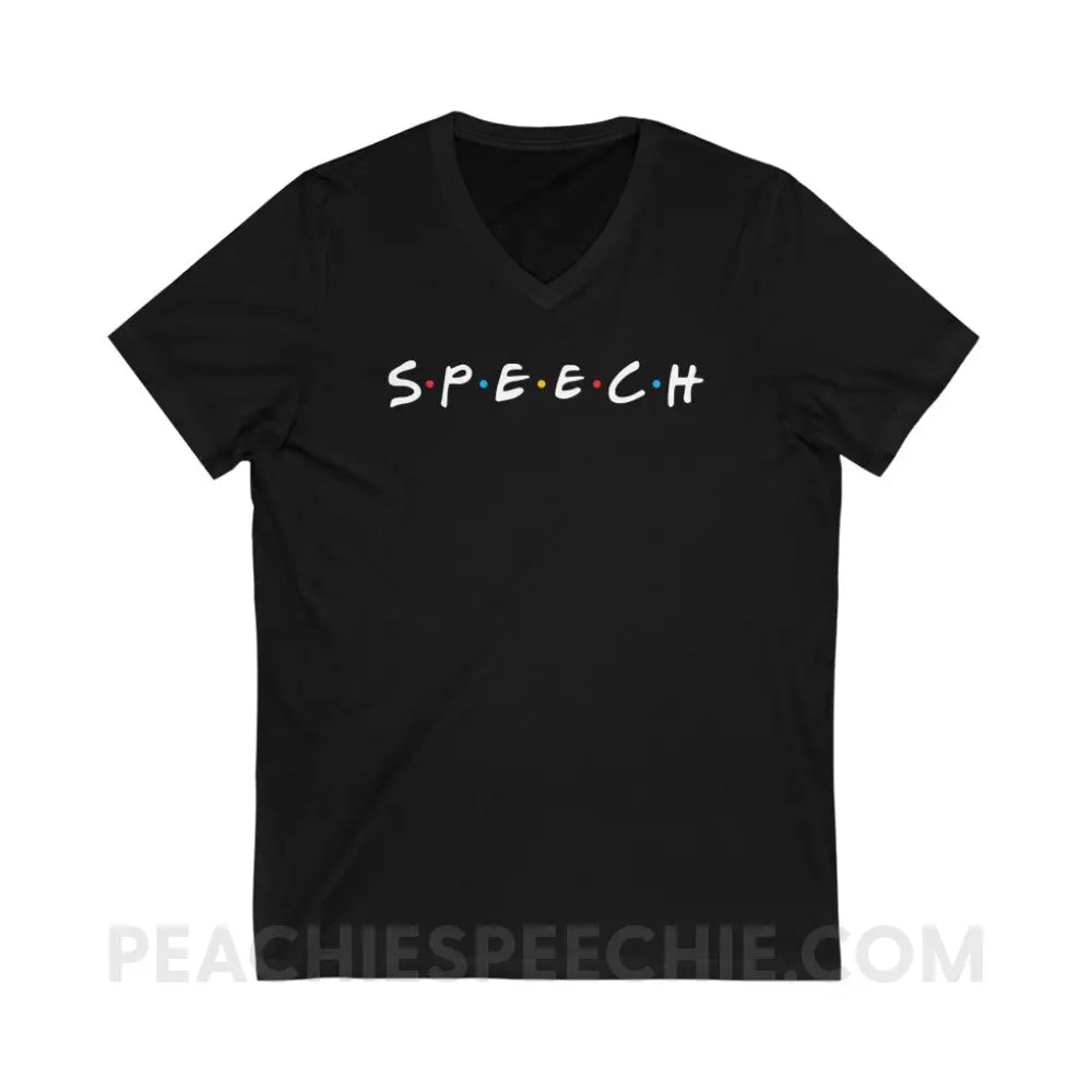 Friends Speech Soft V-Neck - Black / S - V-neck peachiespeechie.com
