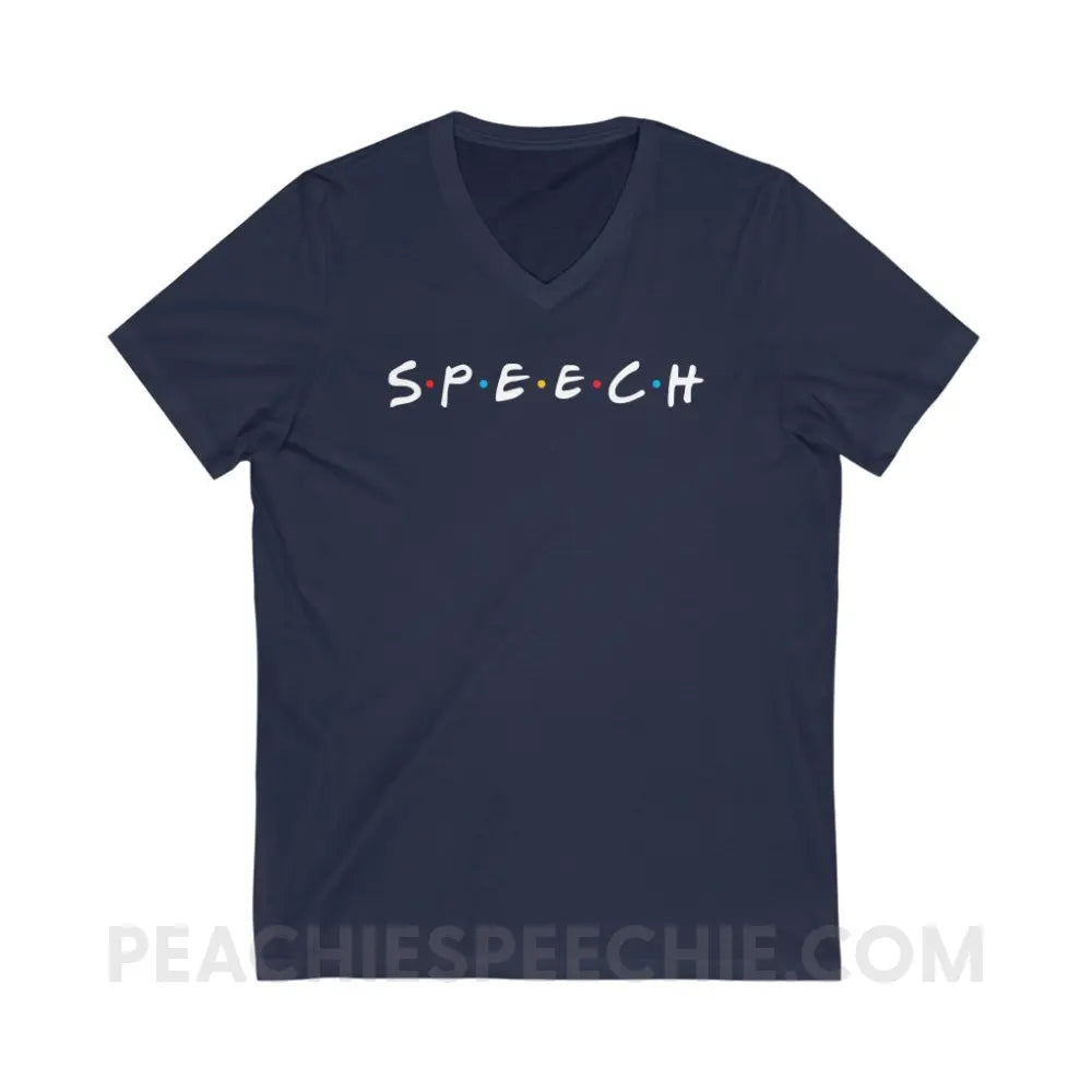 Friends Speech Soft V-Neck - Navy / S - V-neck peachiespeechie.com
