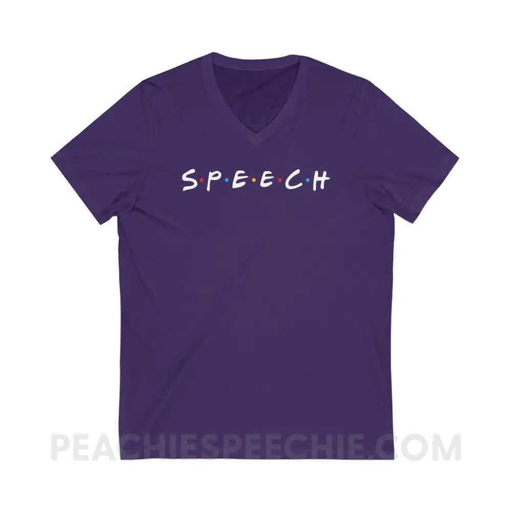 Friends Speech Soft V-Neck - Team Purple / S - V-neck peachiespeechie.com