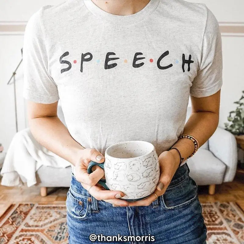 Friends Speech Tri-Blend Tee - White Fleck Triblend / XS - T-Shirts & Tops peachiespeechie.com