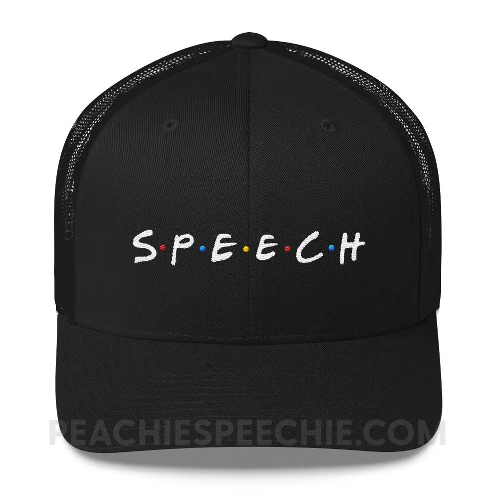 Friends Speech Trucker Hat - Black - Hats peachiespeechie.com