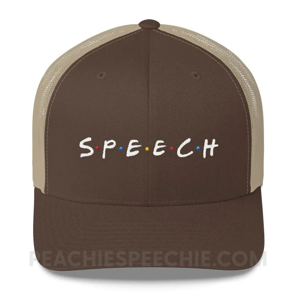 Friends Speech Trucker Hat - Brown/ Khaki - Hats peachiespeechie.com