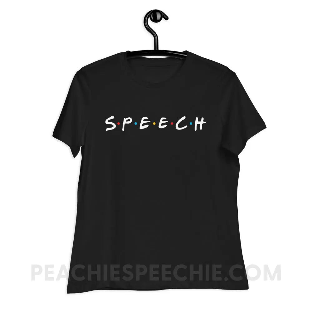 Friends Speech Women’s Relaxed Tee - Black / S T - Shirts & Tops peachiespeechie.com