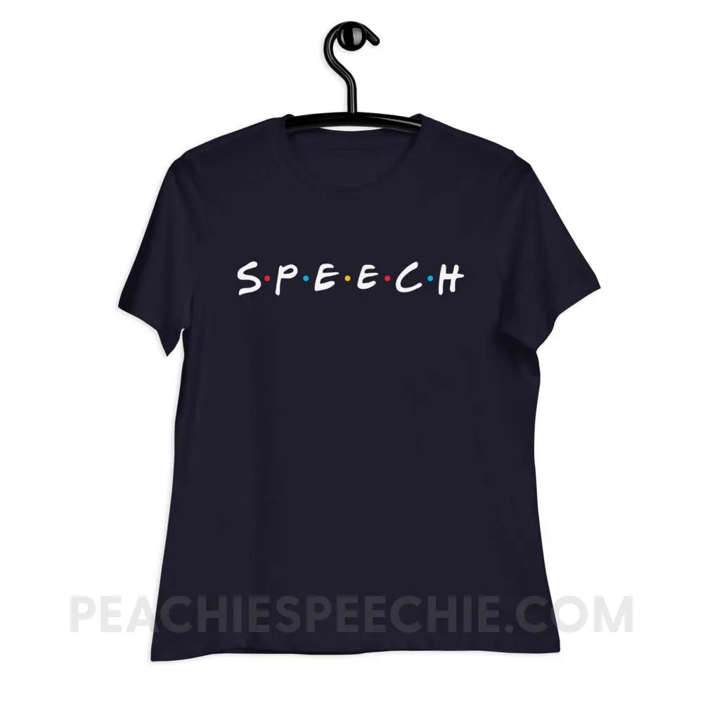 Friends Speech Women’s Relaxed Tee - Navy / S T - Shirts & Tops peachiespeechie.com