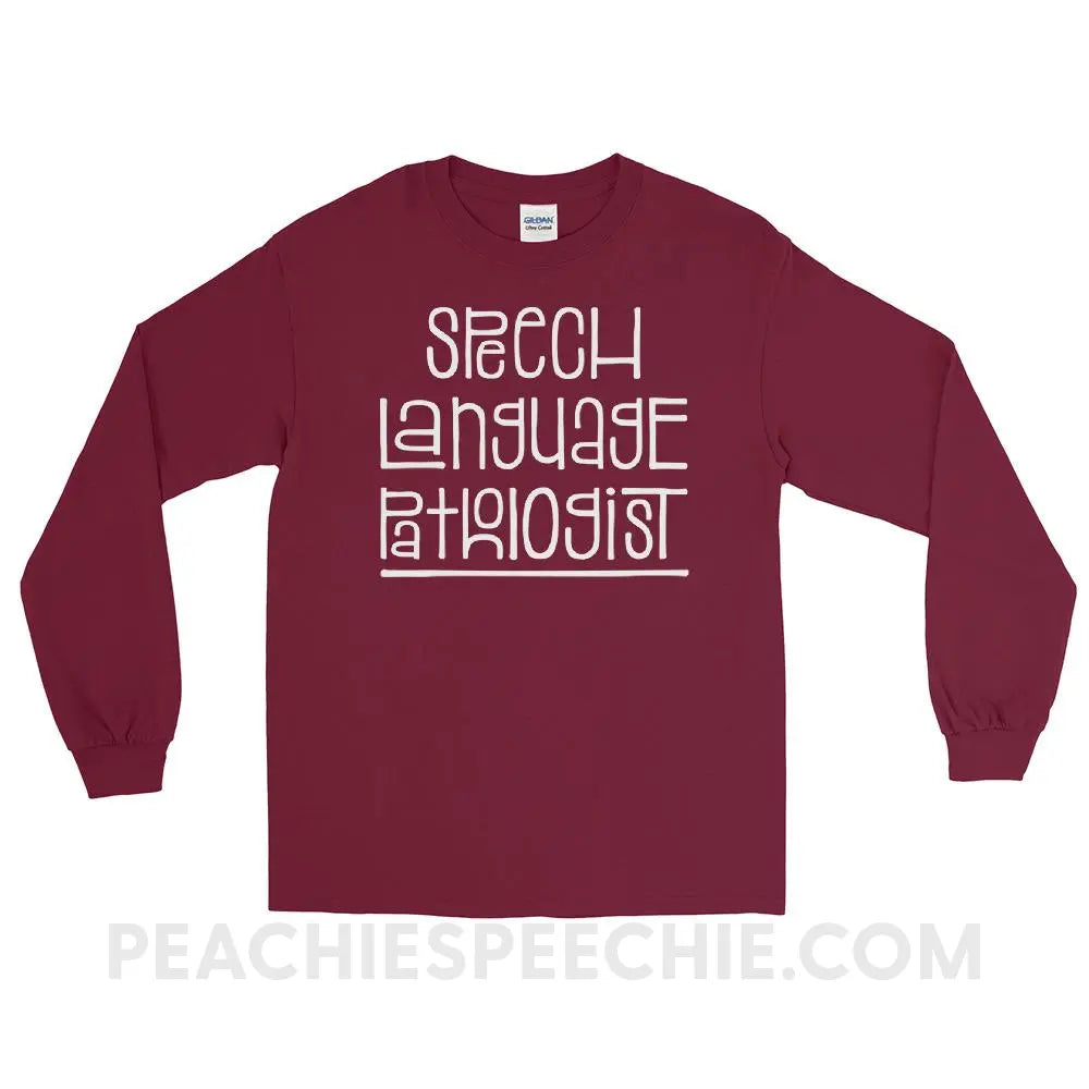 Fun Type SLP Long Sleeve Tee - Maroon / S - T-Shirts & Tops peachiespeechie.com