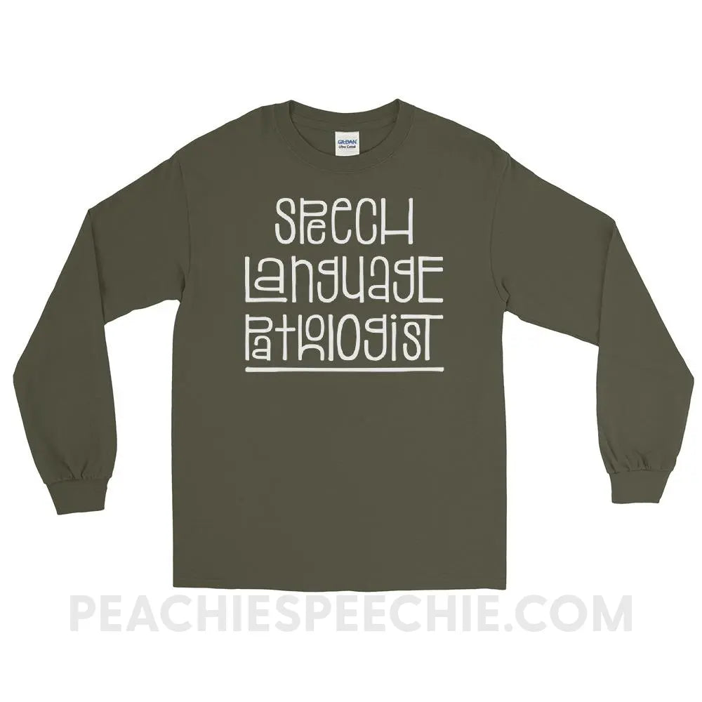 Fun Type SLP Long Sleeve Tee - Military Green / S - T-Shirts & Tops peachiespeechie.com