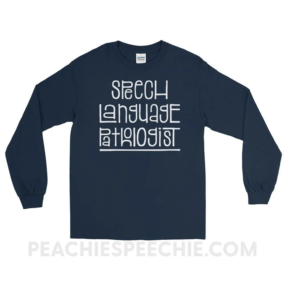 Fun Type SLP Long Sleeve Tee - Navy / S - T-Shirts & Tops peachiespeechie.com